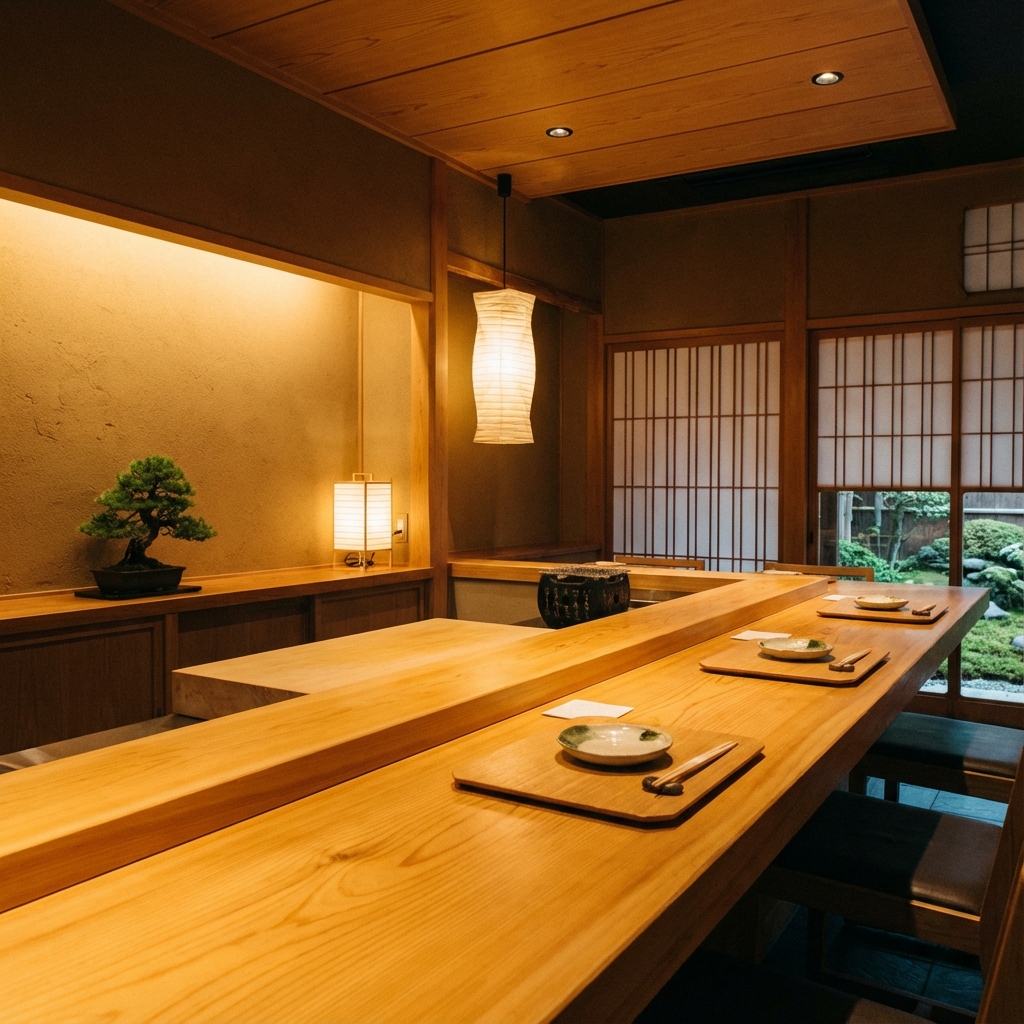 白木のカウンター